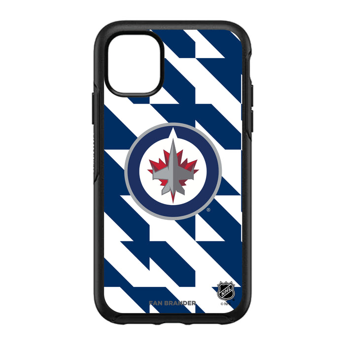 OtterBox Black Phone case with Winnipeg Jets Primary Logo on Geometric Quad Background