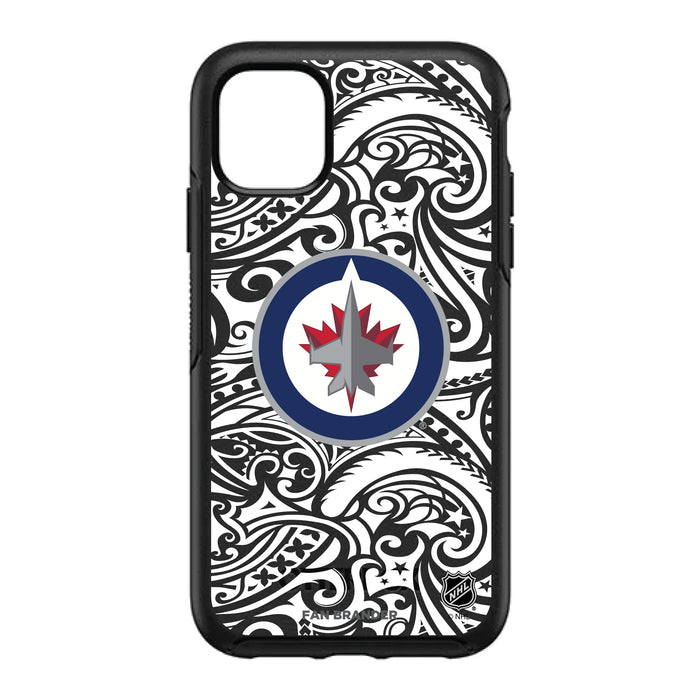 OtterBox Black Phone case with Winnipeg Jets Primary Logo With Black Tribal