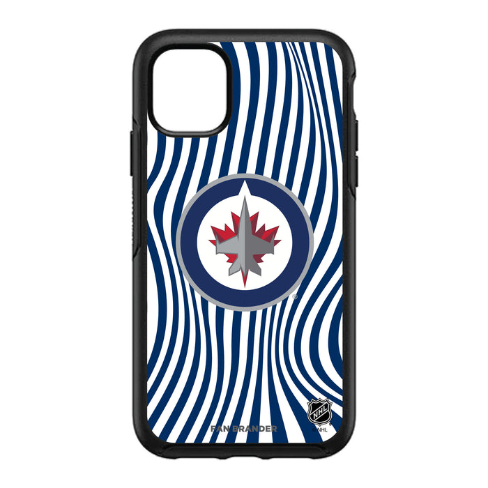 OtterBox Black Phone case with Winnipeg Jets Primary Logo With Team Groovey Lines