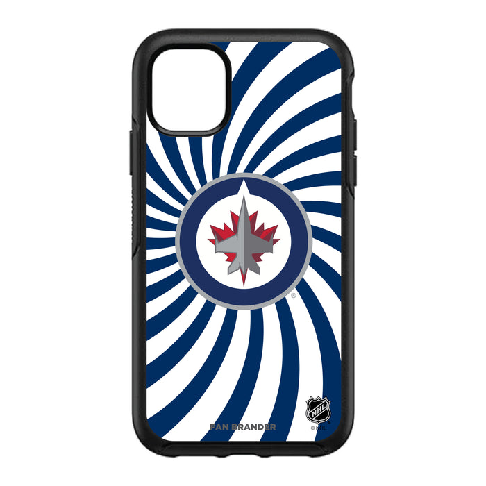 OtterBox Black Phone case with Winnipeg Jets Primary Logo With Team Groovey Burst