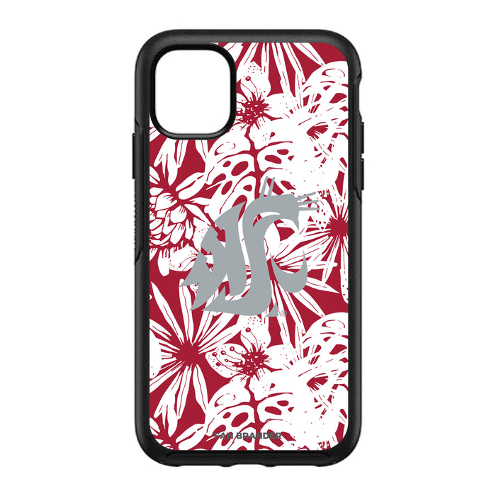 OtterBox Black Phone case with Washington State Cougars Primary Logo With Team Color Hawain Pattern