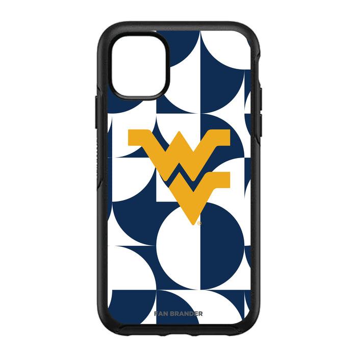 OtterBox Black Phone case with West Virginia Mountaineers Primary Logo on Geometric Circle Background