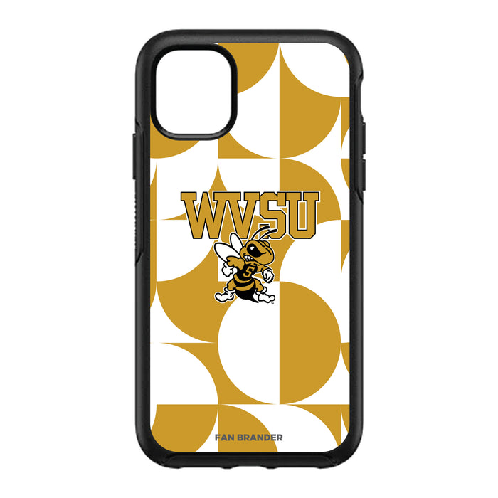 OtterBox Black Phone case with West Virginia State Univ Yellow Jackets Primary Logo on Geometric Circle Background