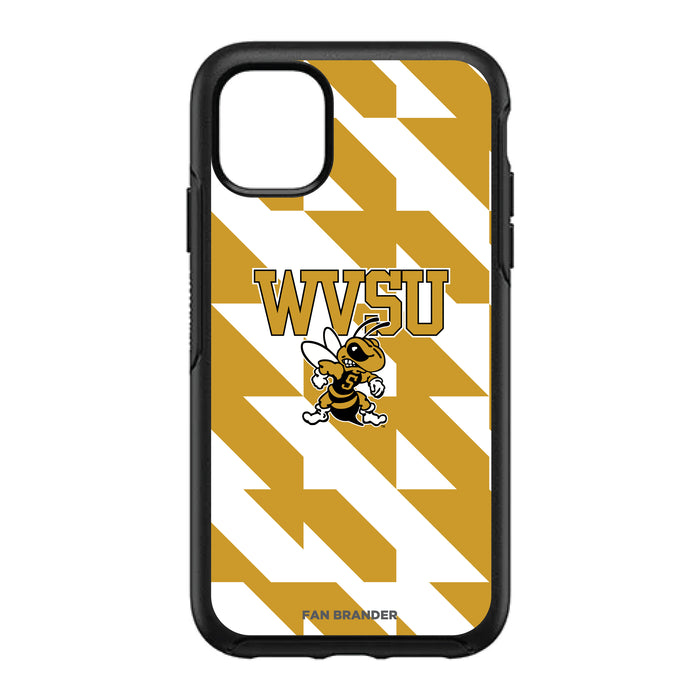 OtterBox Black Phone case with West Virginia State Univ Yellow Jackets Primary Logo on Geometric Quad Background