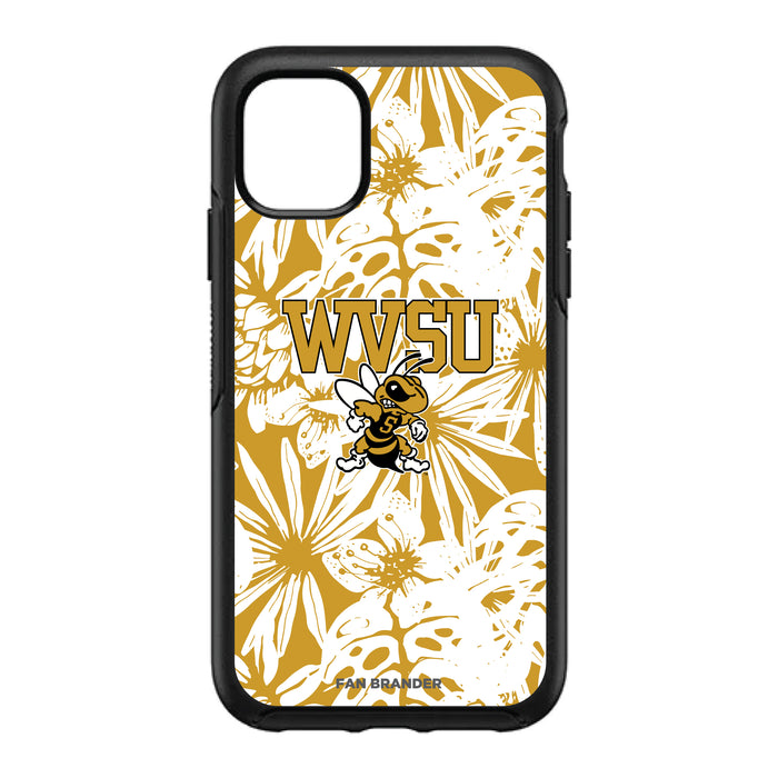 OtterBox Black Phone case with West Virginia State Univ Yellow Jackets Primary Logo With Team Color Hawain Pattern