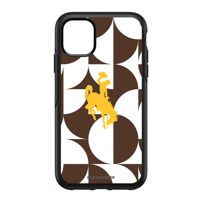 OtterBox Black Phone case with Wyoming Cowboys Primary Logo on Geometric Circle Background