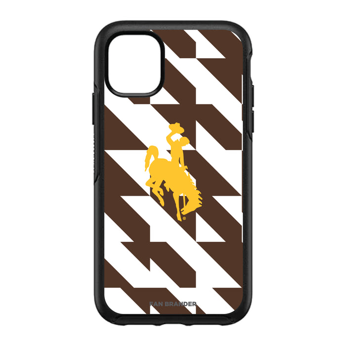 OtterBox Black Phone case with Wyoming Cowboys Primary Logo on Geometric Quad Background