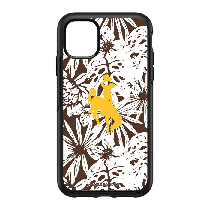 OtterBox Black Phone case with Wyoming Cowboys Primary Logo With Team Color Hawain Pattern