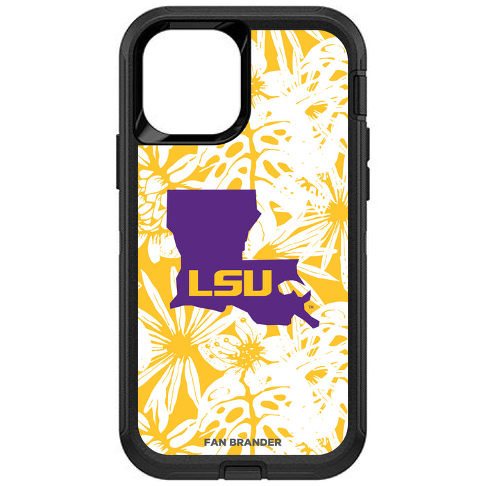 OtterBox Black Phone case with LSU Tigers State Design Team Color Hawain Pattern