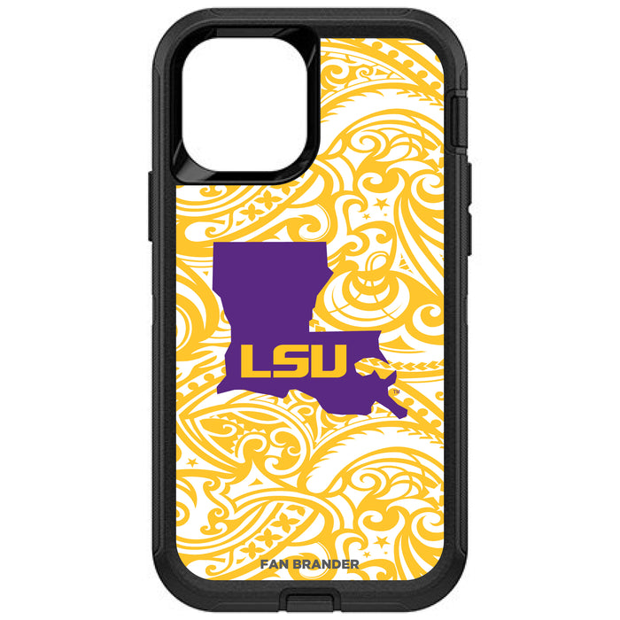 OtterBox Black Phone case with LSU Tigers State Design Team Color Tribal