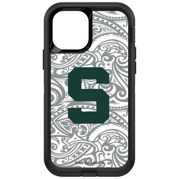 OtterBox Black Phone case with Michigan State Spartans Block S With Urban Camo Background