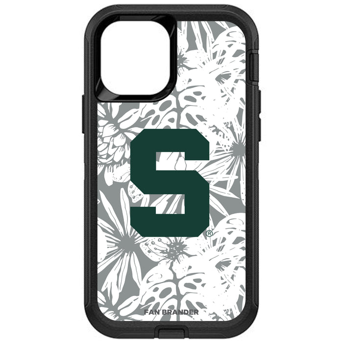 OtterBox Black Phone case with Michigan State Spartans Block S with Team Color Hawain Pattern