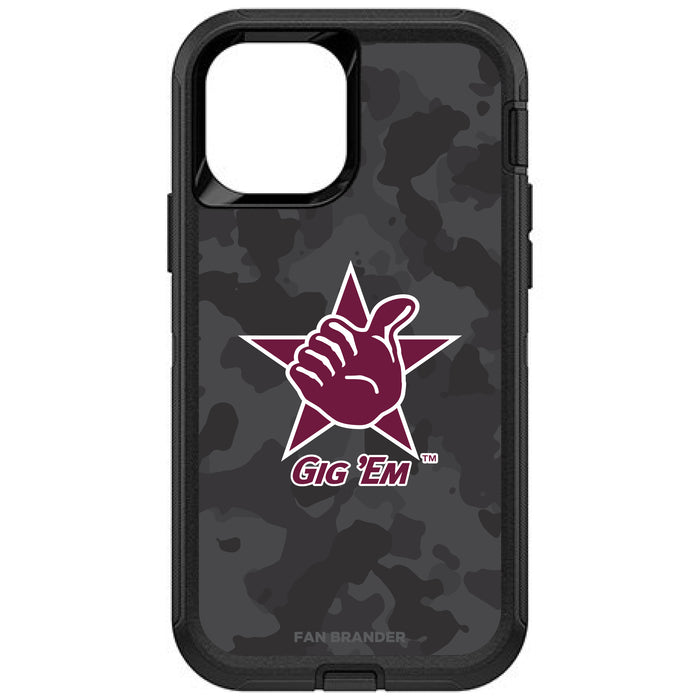 OtterBox Black Phone case with Texas A&M Aggies Texas A&M Gig Em With Urban Camo Background