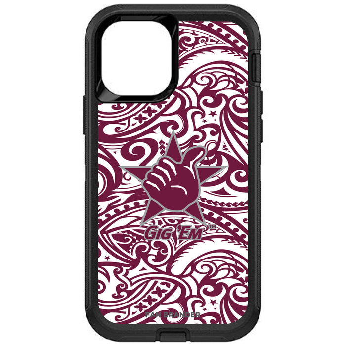 OtterBox Black Phone case with Texas A&M Aggies Texas A&M Gig Em with Team Color Tribal