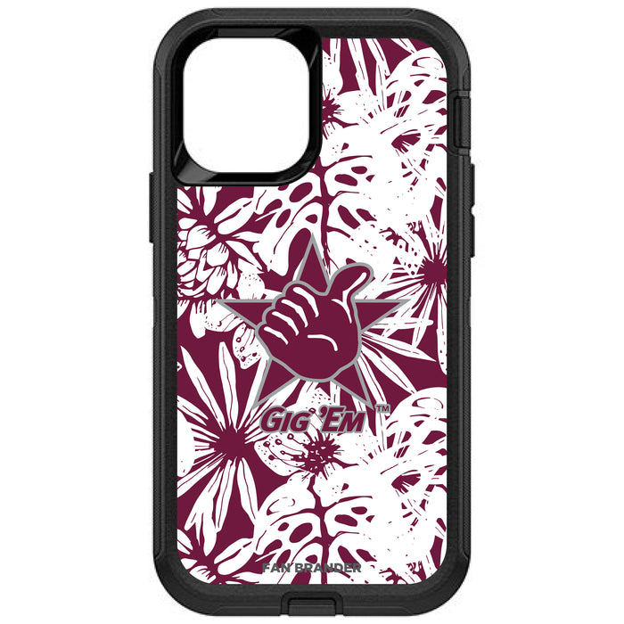 OtterBox Black Phone case with Texas A&M Aggies Texas A&M Gig Em with Team Color Hawain Pattern