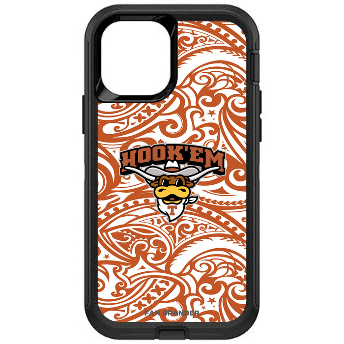 OtterBox Black Phone case with Texas Longhorns  Hook EM With Team Background