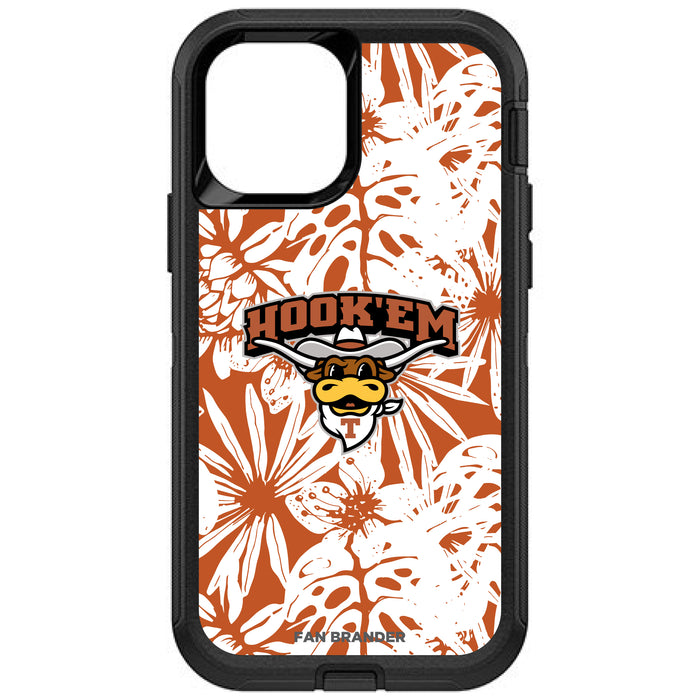 OtterBox Black Phone case with Texas Longhorns  Hook EM with Team Color Hawain Pattern