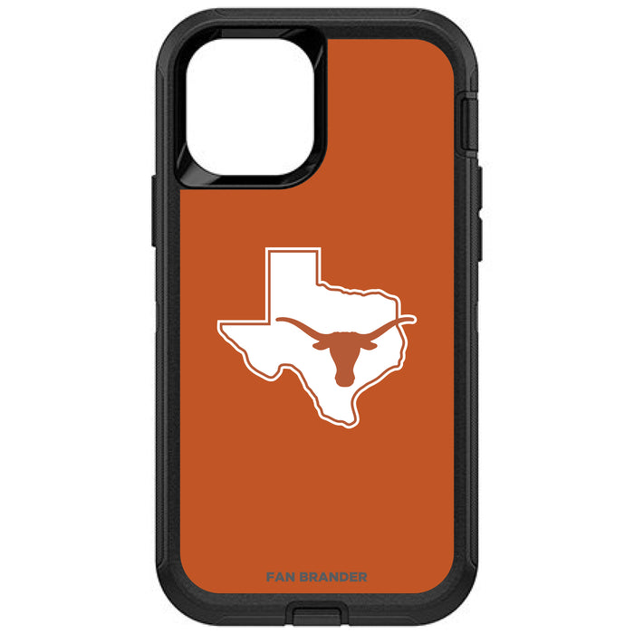 OtterBox Black Phone case with Texas Longhorns  State Design with Team Background
