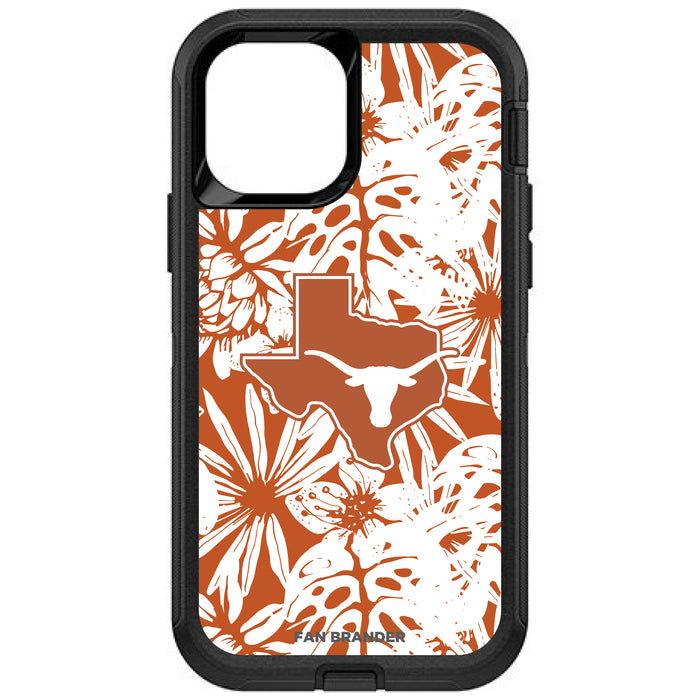 OtterBox Black Phone case with Texas Longhorns  State Design Team Color Hawain Pattern