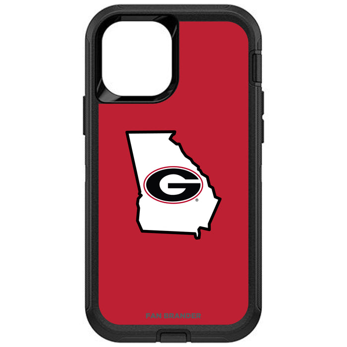 OtterBox Black Phone case with Georgia Bulldogs State Design with Team Background