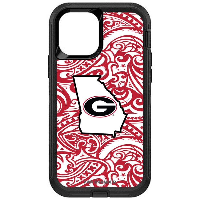 OtterBox Black Phone case with Georgia Bulldogs State Design Team Color Tribal