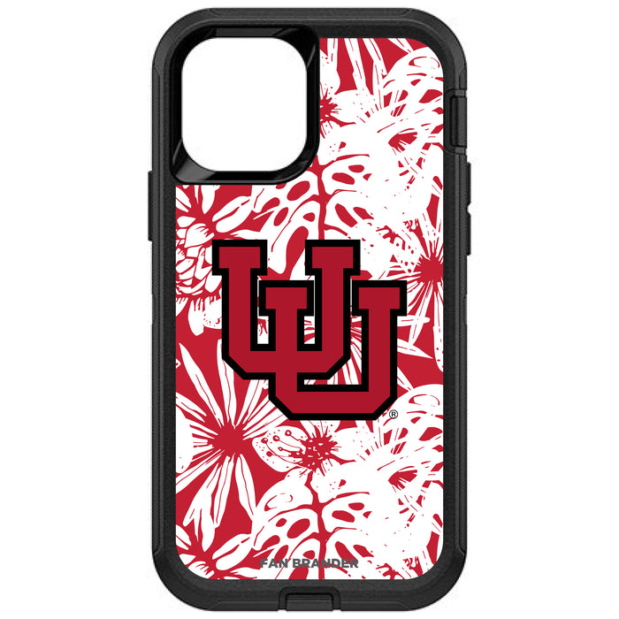 OtterBox Black Phone case with Utah Utes UU with Team Color Hawain Pattern