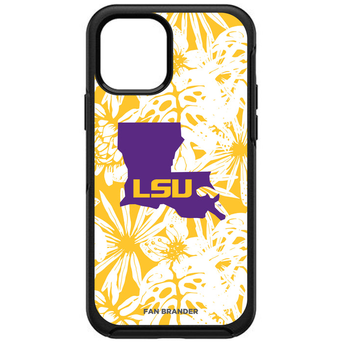 OtterBox Black Phone case with LSU Tigers State Design Team Color Hawain Pattern