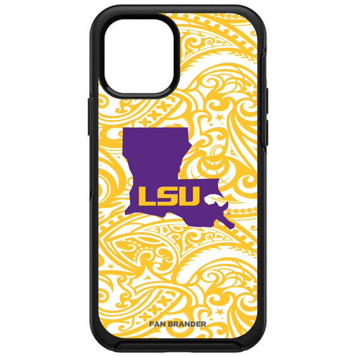 OtterBox Black Phone case with LSU Tigers State Design Team Color Tribal