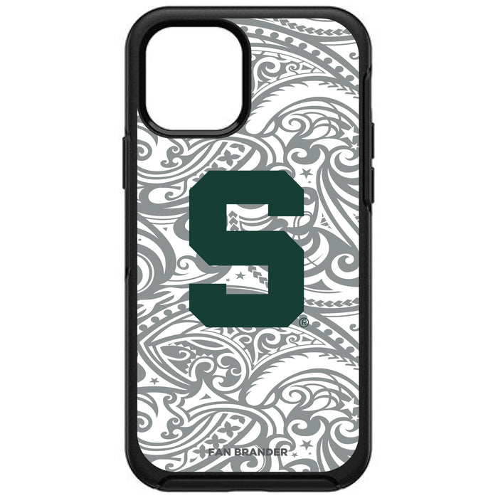 OtterBox Black Phone case with Michigan State Spartans Block S With Urban Camo Background