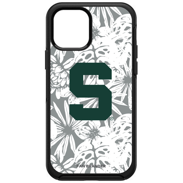 OtterBox Black Phone case with Michigan State Spartans Block S with Team Color Hawain Pattern