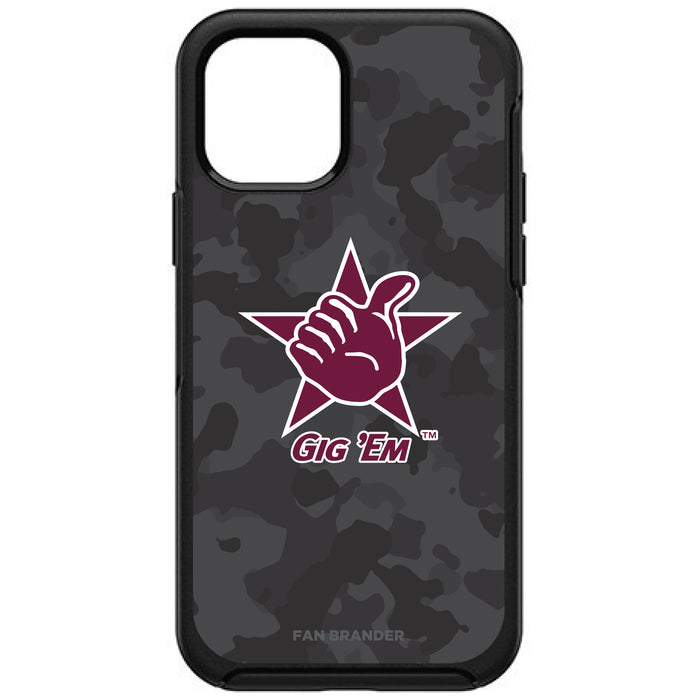 OtterBox Black Phone case with Texas A&M Aggies Texas A&M Gig Em With Urban Camo Background
