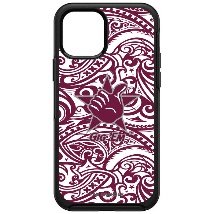 OtterBox Black Phone case with Texas A&M Aggies Texas A&M Gig Em with Team Color Tribal
