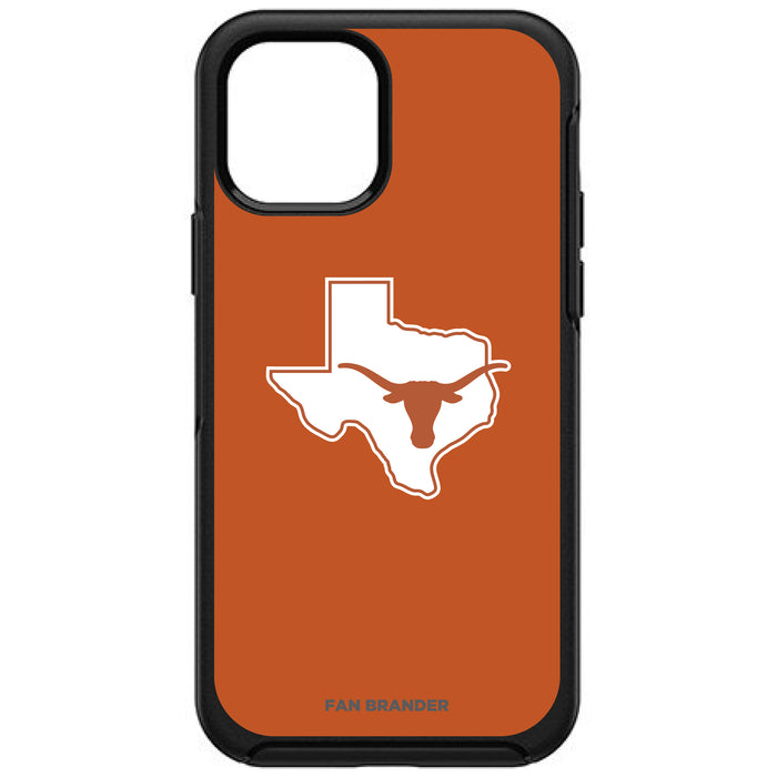 OtterBox Black Phone case with Texas Longhorns  State Design with Team Background