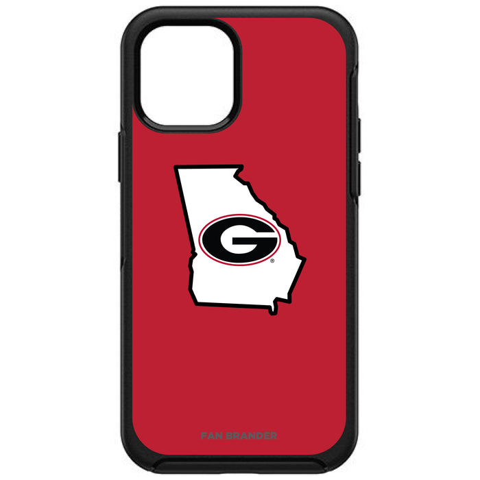 OtterBox Black Phone case with Georgia Bulldogs State Design with Team Background