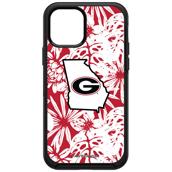 OtterBox Black Phone case with Georgia Bulldogs State Design Team Color Hawain Pattern