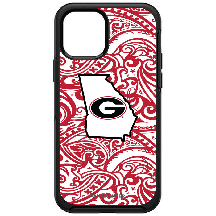 OtterBox Black Phone case with Georgia Bulldogs State Design Team Color Tribal