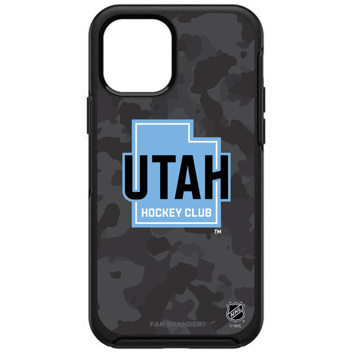 OtterBox Black Phone case with Utah Hockey Club Secondary Mark with Urban Camo background