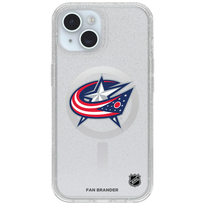 Clear OtterBox Phone case with Columbus Blue Jackets Logos