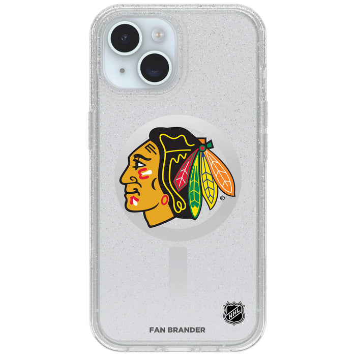 Clear OtterBox Phone case with Chicago Blackhawks Logos