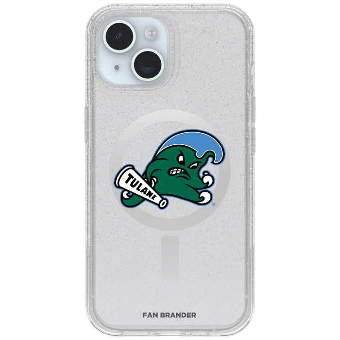 Clear OtterBox Phone case with Tulane Green Wave Logos