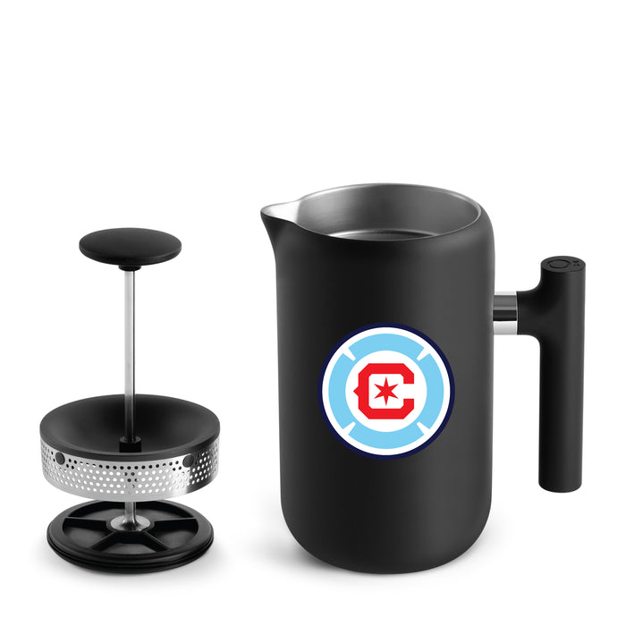 Fellow Clara French Press Chicago Fire Logos