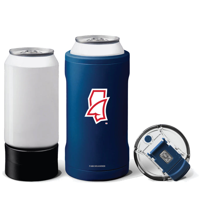 BruMate Hopsulator Trio 3-in-1 Insulated Can Cooler with Mississippi Ole Miss Mississippi Land Shark