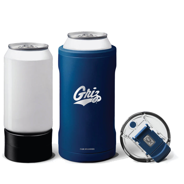 BruMate Hopsulator Trio 3-in-1 Insulated Can Cooler with Montana Grizzlies Etched Primary Logo
