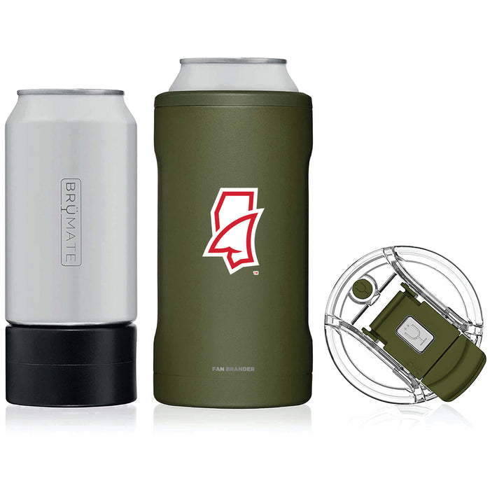 BruMate Hopsulator Trio 3-in-1 Insulated Can Cooler with Mississippi Ole Miss Mississippi Land Shark