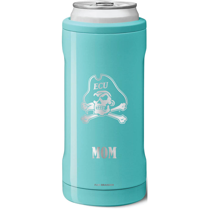 BruMate Slim Insulated Can Cooler with East Carolina Pirates Mom Primary Logo