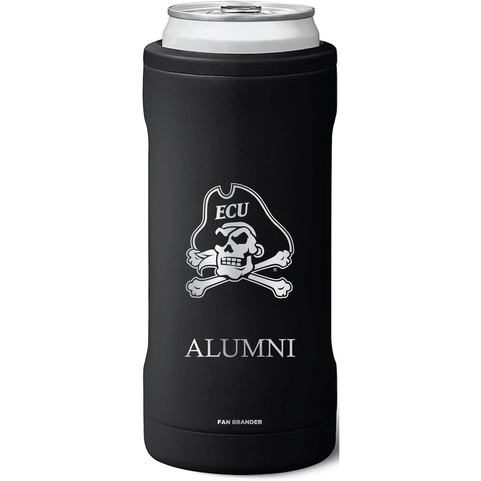 BruMate Slim Insulated Can Cooler with East Carolina Pirates Alumni Primary Logo