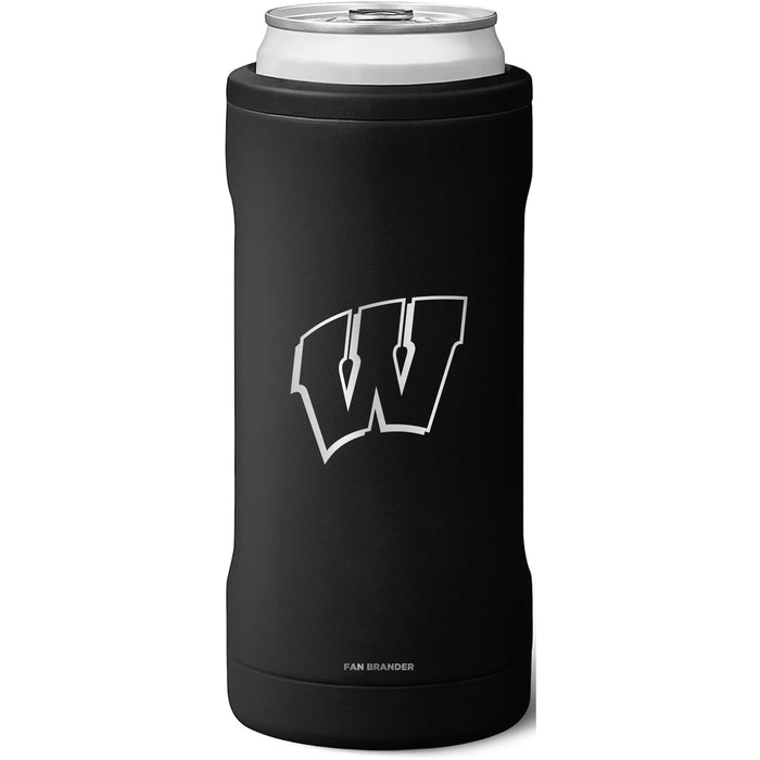 BruMate Slim Insulated Can Cooler with Wisconsin Badgers Etched Primary Logo