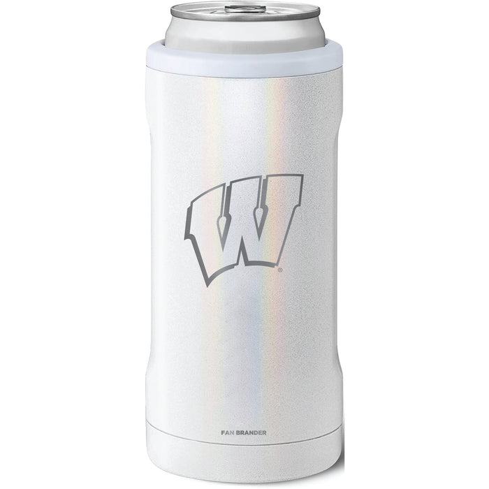 BruMate Slim Insulated Can Cooler with Wisconsin Badgers Etched Primary Logo