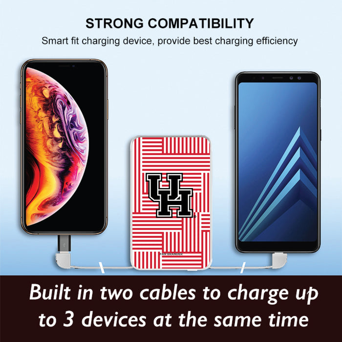 Fan Brander 10,000 mAh Portable Power Bank with Houston Cougars Geometric Lines