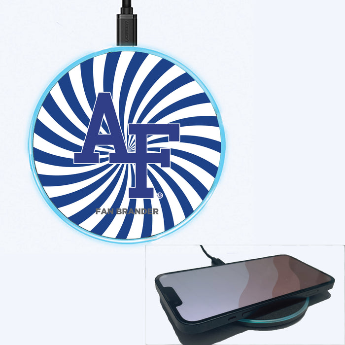 Fan Brander Grey 15W Wireless Charger with Airforce Falcons Primary Logo With Team Groovey Burst